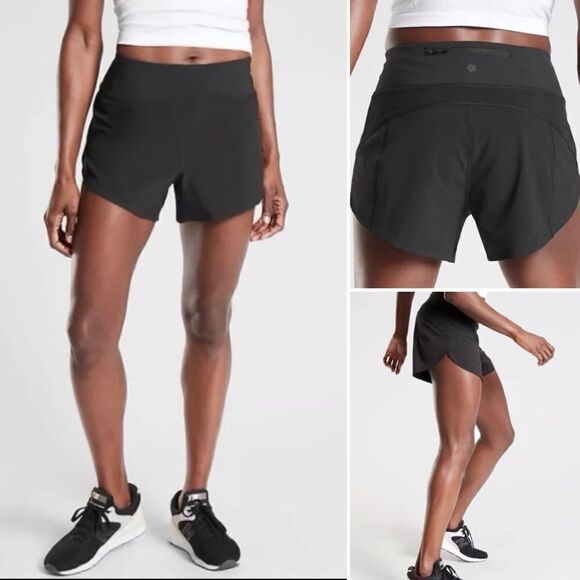 Athleta Run With It 3.5” Shorts Black Size 1X NWOT Retail $59 with Zipper Pocket - Picture 1 of 4